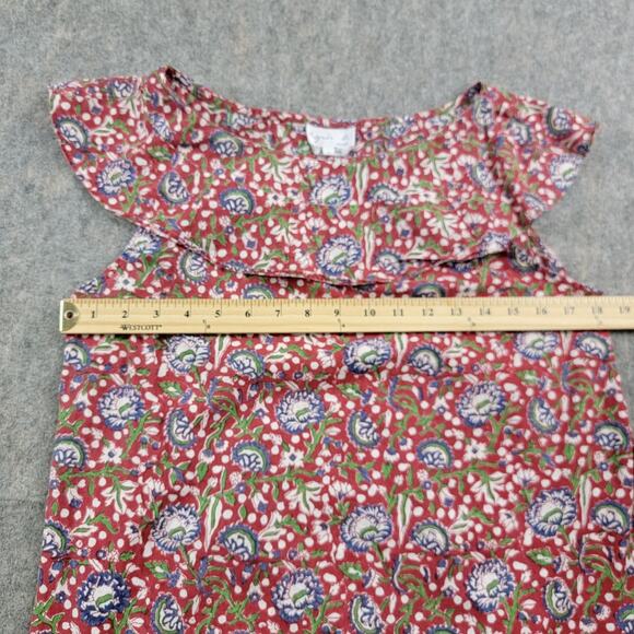Agnes B Floral Frilled Top Blouse size 2 Red Cotton Sleeveless - Picture 4 of 12